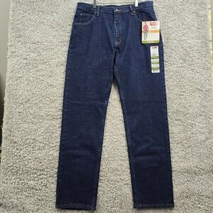 Wrangler Jeans Mens‎ 36x34 (Fits 34x34) Premium Flex Straight Dark Cowboy Biker
